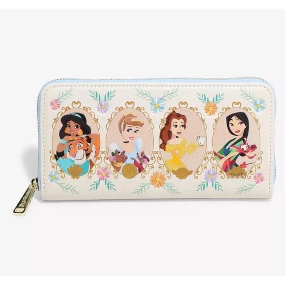Loungefly Disney Princess Glitter Portraits Zip Wallet NWT - Picture 2 of 4
